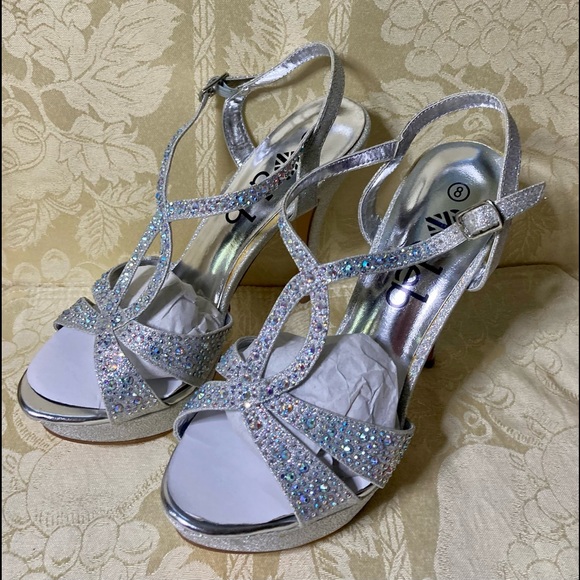 NWT DEB VICE-123 OPEN TOE GLITTER HEELS - Picture 6 of 16